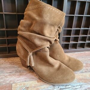 Minnetonka Suede Tassel Ankle Boots - Brown Size 11 Women's